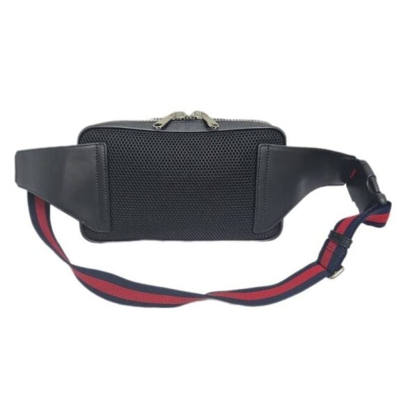 Authentic Gucci GG Supreme Sling Backpack Waist Crossbody Bag Black Leather Mens - Picture 2 of 8